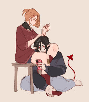 Minimal Shading + Sketchy Lineart